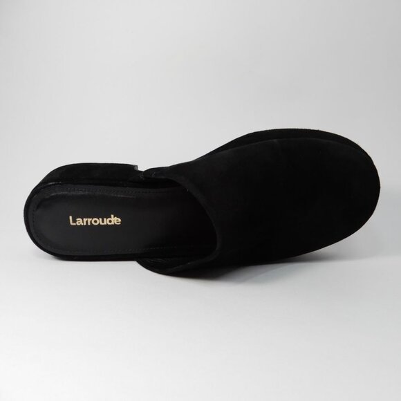 Larroude Miso Flatform Platform CLOGS Slip On Size 8.5 Black Suede Leather EUC - Picture 12 of 16